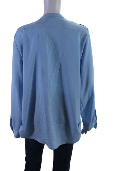 Calvin Klein Womens Buttoned Long Sleeved Zipped Pocket Blouse Blue Size L