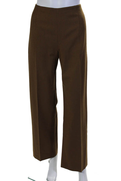 Valentino Miss V Women's Zip Closure Flat Front Straight Leg Pants Brown Size 8