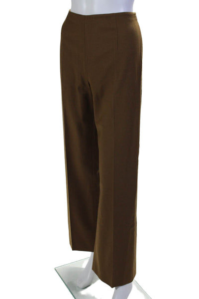 Valentino Miss V Women's Zip Closure Flat Front Straight Leg Pants Brown Size 8