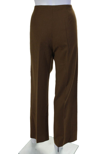 Valentino Miss V Women's Zip Closure Flat Front Straight Leg Pants Brown Size 8