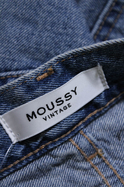 Moussy Womens Button Fly High Rise Distressed Jean Shorts Blue Size 26