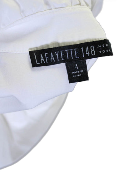 Lafayette 148 New York Womens Bow Button Down Tank Top White Cotton Size 4