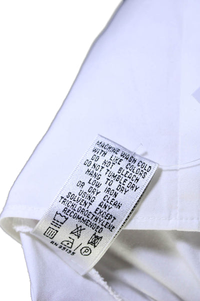 Lafayette 148 New York Womens Bow Button Down Tank Top White Cotton Size 4