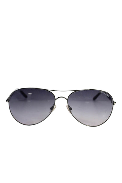 Tom Ford Womens Metal Frame Foldable Gray Lens Aviator Sunglasses Silver