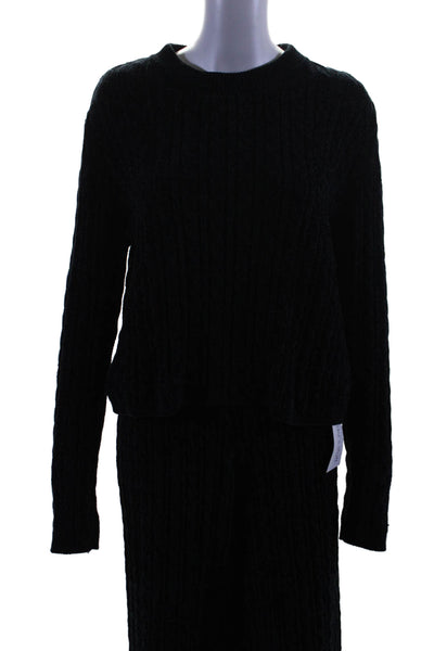 Something Navy Womens Cable Knit Long Sleeves Sweat Suit Midnight Blue Size Larg