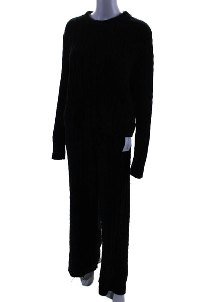 Something Navy Womens Cable Knit Long Sleeves Sweat Suit Midnight Blue Size Larg