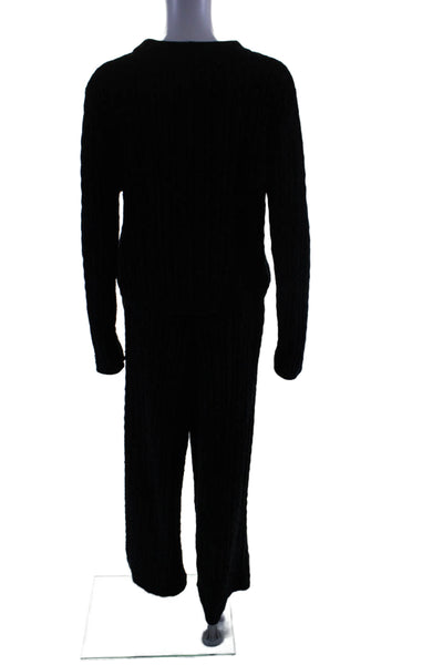 Something Navy Womens Cable Knit Long Sleeves Sweat Suit Midnight Blue Size Larg