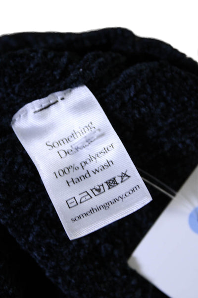 Something Navy Womens Cable Knit Long Sleeves Sweat Suit Midnight Blue Size Larg