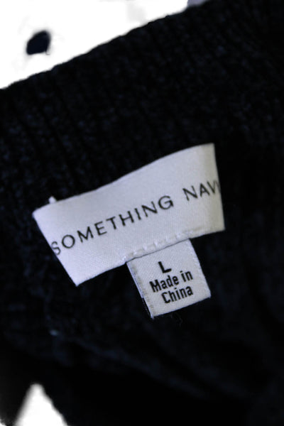 Something Navy Womens Cable Knit Long Sleeves Sweat Suit Midnight Blue Size Larg