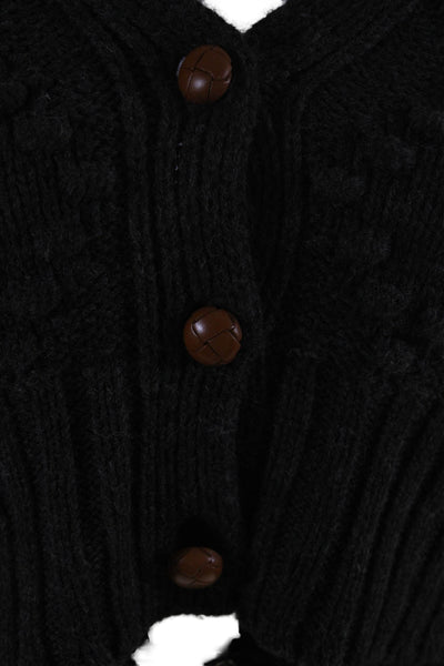 The Westside Womens Wool Button Thick Rib Knit Cardigan Sweater Gray Size S
