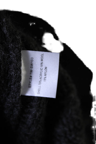 The Westside Womens Wool Button Thick Rib Knit Cardigan Sweater Gray Size S