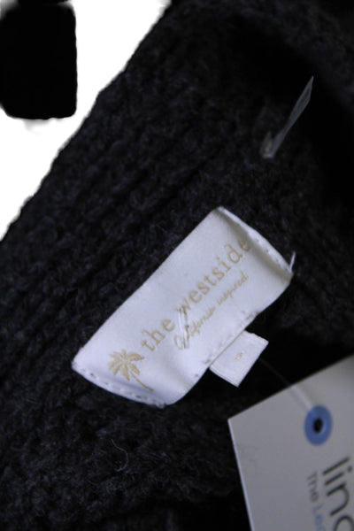 The Westside Womens Wool Button Thick Rib Knit Cardigan Sweater Gray Size S