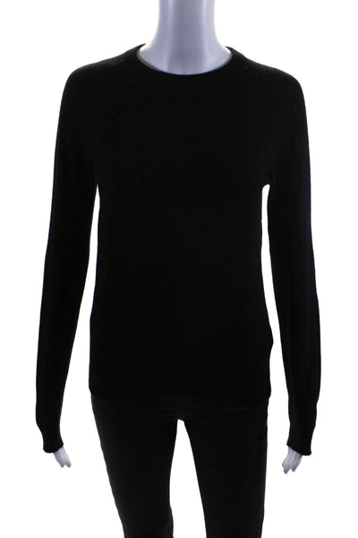 Equipment Femme Womens Round Neck Long Sleeve Knitted Sweater Black Size XS