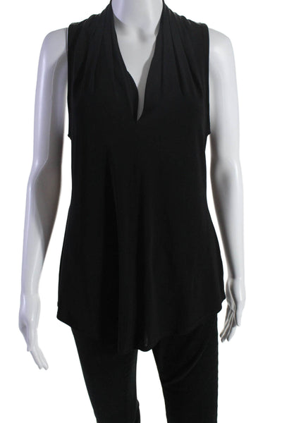 Iris Setlakwe Womens Stretch V-Neck Sleeveless Pullover Blouse Top Black Size L