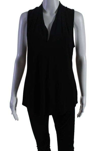 Iris Setlakwe Womens Stretch V-Neck Sleeveless Pullover Blouse Top Black Size L