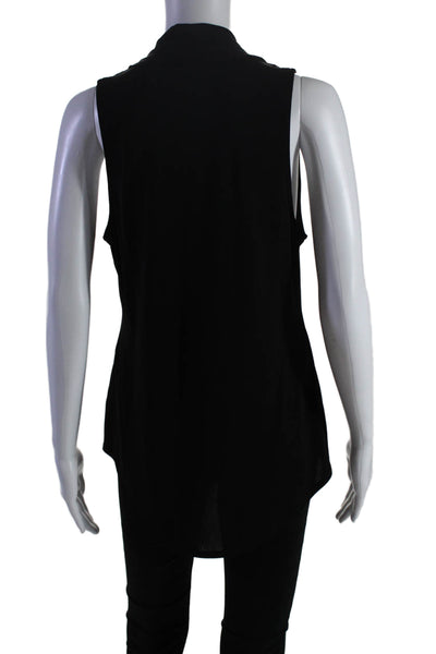 Iris Setlakwe Womens Stretch V-Neck Sleeveless Pullover Blouse Top Black Size L