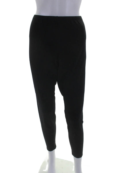 Eileen Fisher Womens High Rise Elastic Waist Leggings Black Size L