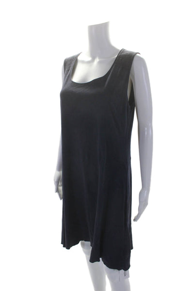 Three Dots Womens Cotton Scoop Neck Sleeveless A Line Dress Navy Size L