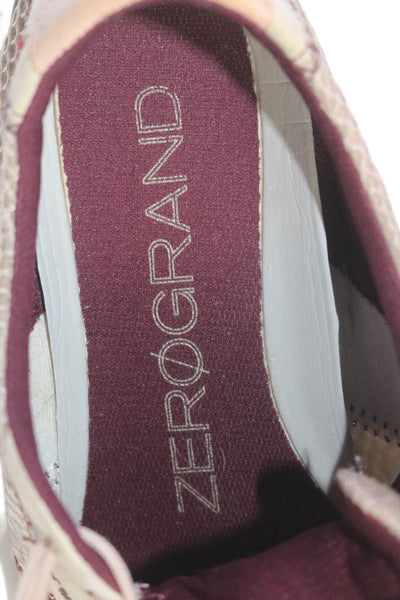 Cole Haan Womens Suede Low Top Lace Up Sneakers Beige Burgundy Size 7.5 B