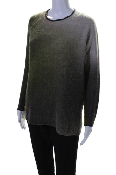 Paychi Guh Women's Round Neck Long Sleeves Pullover Sweater Green Size XS/S