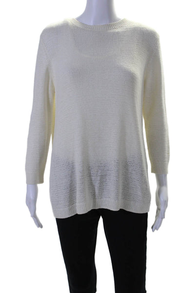 Theory Women's Round Neck Long Sleeves Pullover Sweater Cream Size S