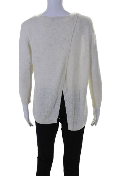 Theory Women's Round Neck Long Sleeves Pullover Sweater Cream Size S