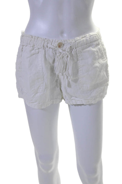 Joie Womens Button Fly Mid Rise Drawstring Linen Short Shorts White Size 4