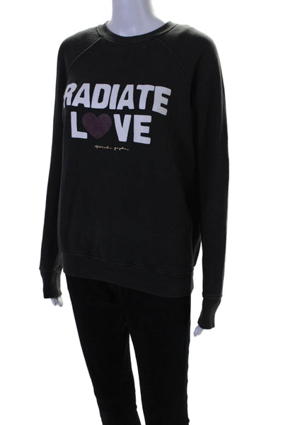 Spiritual Gangster Womens Crew Neck Radiate Love Sweatshirt Gray Cotton Size XS