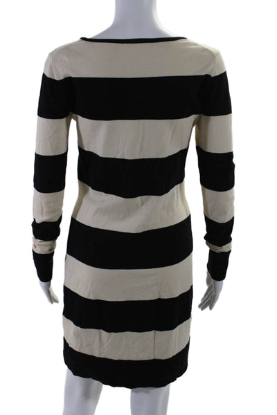 Minnie Rose Womens Striped Long Sleeves Sweater Dress Black White Size Medium