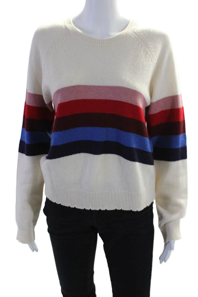 Sundry Womens Striped Long Sleeves Sweater White Multi Colored Wool Size 2