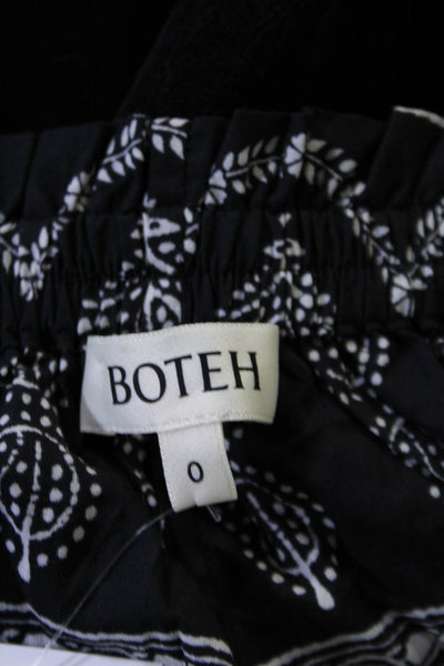 Boteh Womens Elastic Waistband Drawstring Printed Shorts Black White Size 0