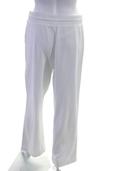 J Crew Womens High Rise Drawstring Straight Leg Sweatpants White Cotton Small