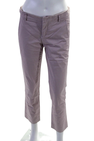 Vince Womens Zipper Fly Mid Rise Straight Leg Trouser Pants Purple Cotton Size 2