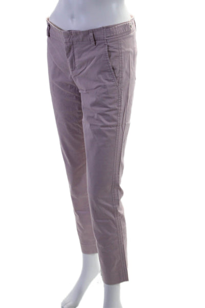 Vince Womens Zipper Fly Mid Rise Straight Leg Trouser Pants Purple Cotton Size 2