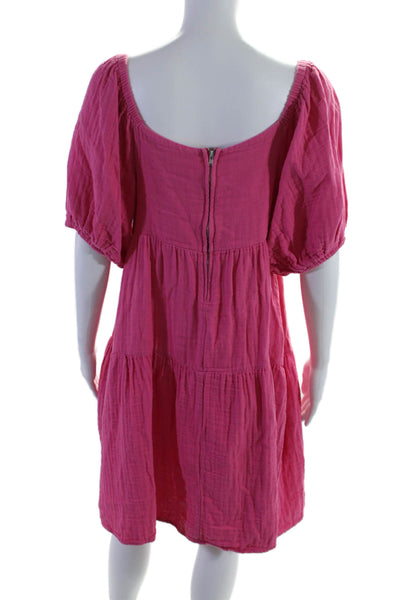 Louna Womens Tiered Puff Sleeve Dress Pink Size 10 15783247