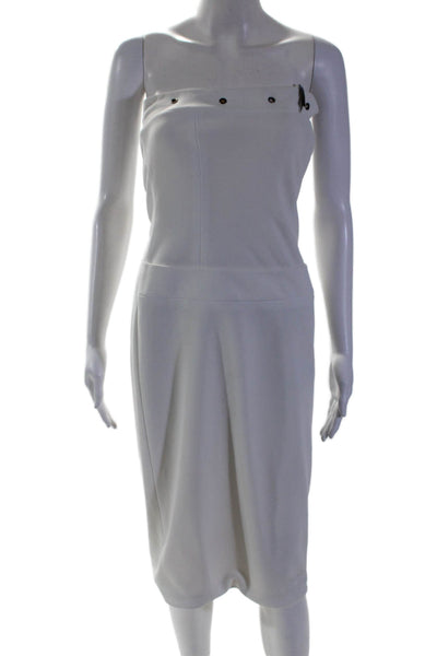 Richard Tyler Womens Side Zip Strapless Grommet Sheath Dress White Size 4