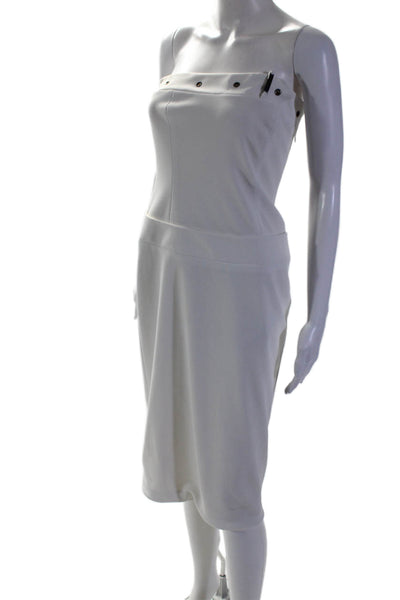 Richard Tyler Womens Side Zip Strapless Grommet Sheath Dress White Size 4