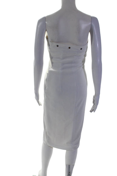 Richard Tyler Womens Side Zip Strapless Grommet Sheath Dress White Size 4