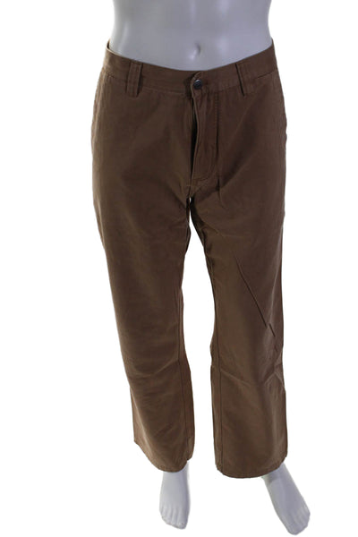 Mountain Khakis Mens Zip Button Lined Wide Leg Khaki Pants Brown Size 38X32