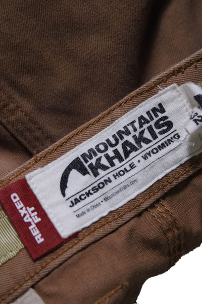 Mountain Khakis Mens Zip Button Lined Wide Leg Khaki Pants Brown Size 38X32