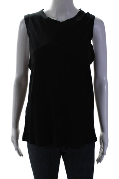 A.L.C. Womens Cotton Open Back Round Neck Pullover Tank Top Black Size M