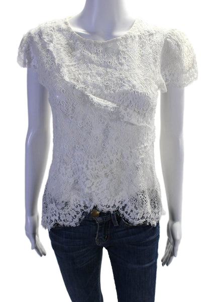 Isabel Marant Women's Round Neck Short Sleeves Lace Blouse White Size 36