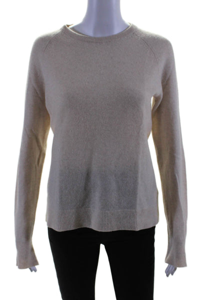 Equipment Femme Womens Cashmere Round Neck Knitted Sweater Cream Size S