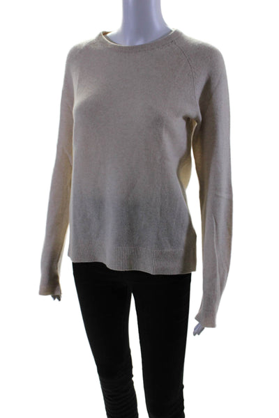 Equipment Femme Womens Cashmere Round Neck Knitted Sweater Cream Size S