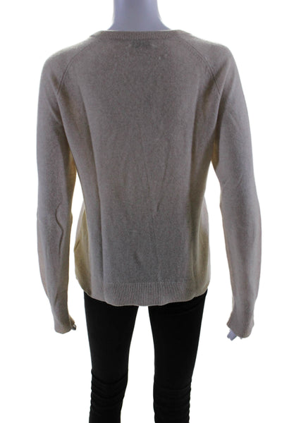 Equipment Femme Womens Cashmere Round Neck Knitted Sweater Cream Size S