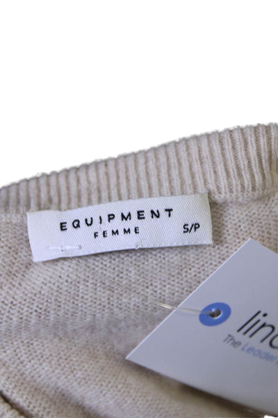 Equipment Femme Womens Cashmere Round Neck Knitted Sweater Cream Size S