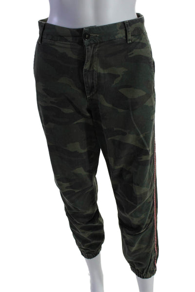 Sundry Womesn Cotton Camouflage Print Mid-Rise Tapered Pants Green Size 29