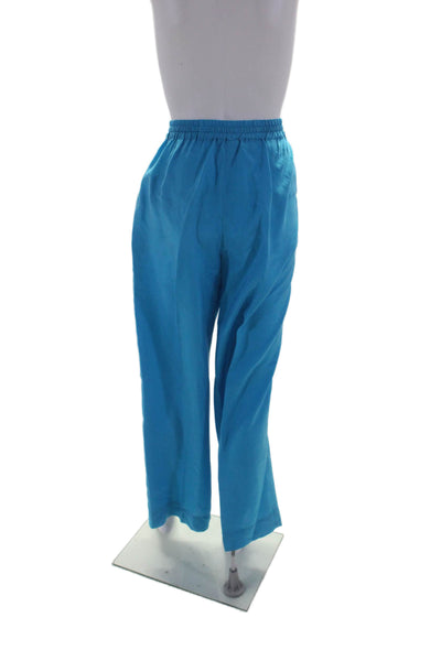 Parosh Womens Silk Drawstring Waist Wide Leg Pants Candy Blue Size Large