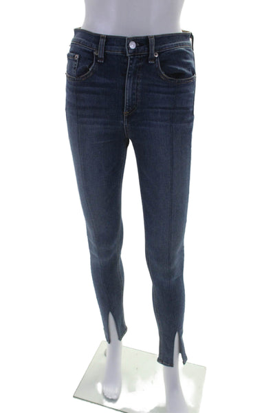 Rag & Bone Jean Women High Rise Slim Ankle Slit Skinny Jeans Blue Size 26