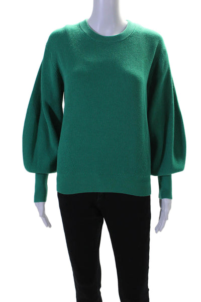 Kitri Womens Long Sleeve Crew Neck Ribbed Knit Sweater Green Size UK Medium